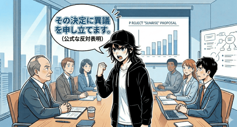 異論の使い方と例文をイメージした画像