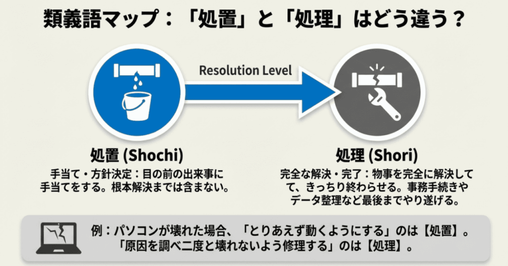 「処置」と類義語「処理」との違い