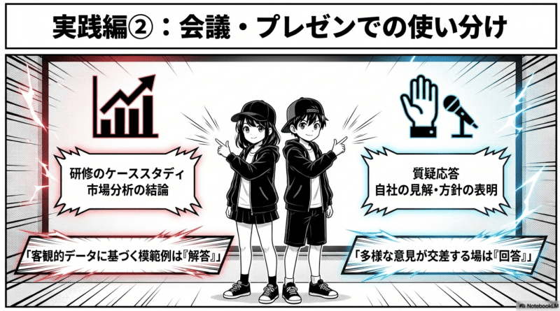 会議・プレゼン資料での使い分け