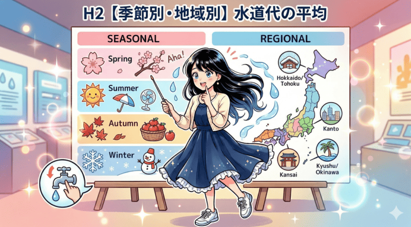 【季節別・地域別】水道代の平均をイメージした画像