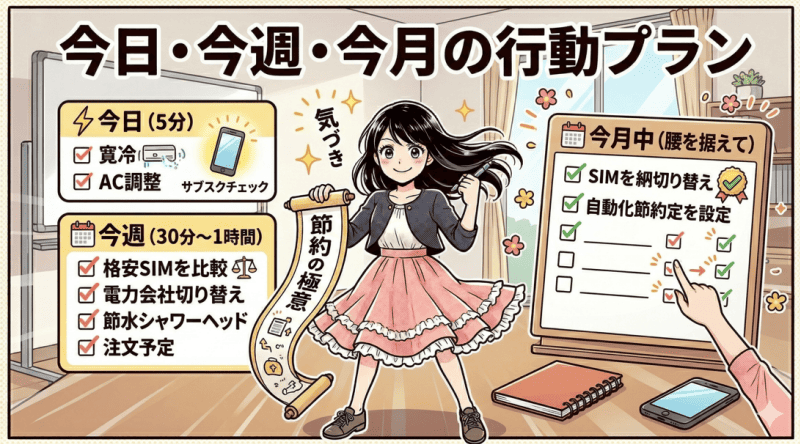 今日・今週・今月の行動プランをイメージした画像