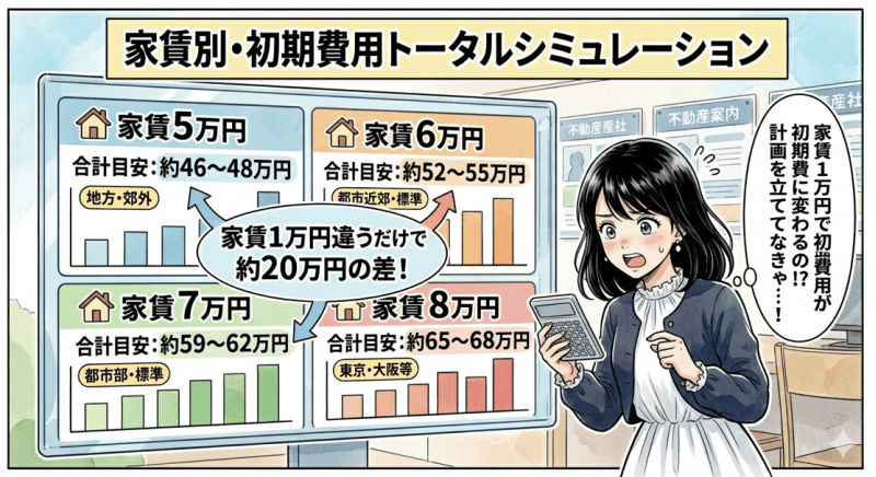 家賃別・初期費用トータルシミュレーションをイメージした画像