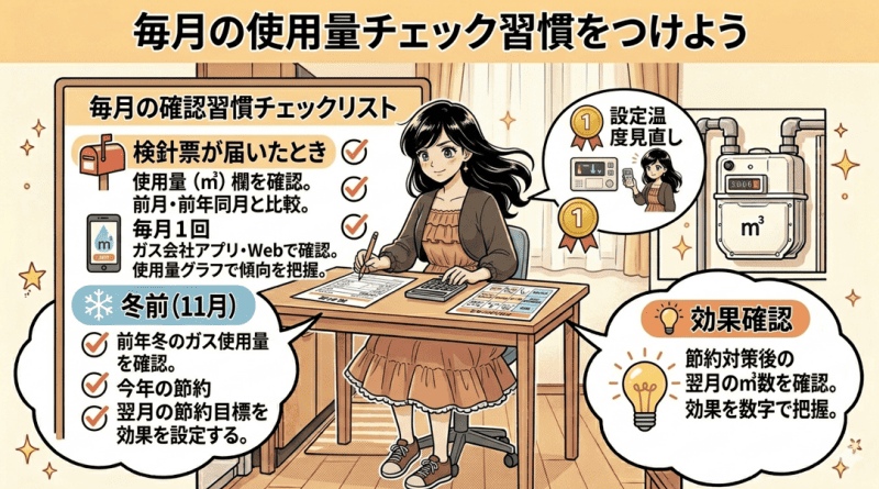 毎月の使用量チェック習慣をつけようをイメージした画像